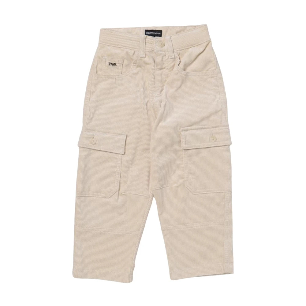 Emporio Armani Boys Beige Stylish Cargo Pants For Kids