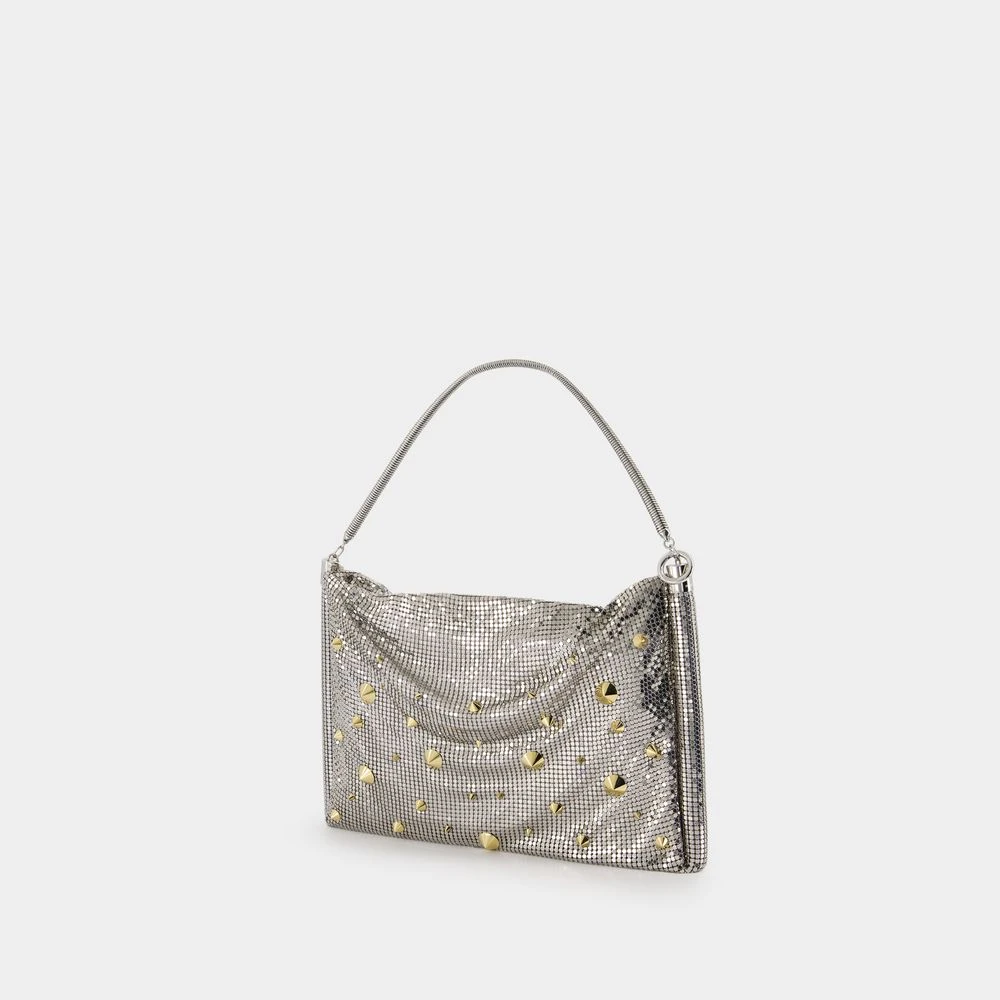 Paco Rabanne Metallic Zilveren Slangenketting Portemonnee Gray Dames