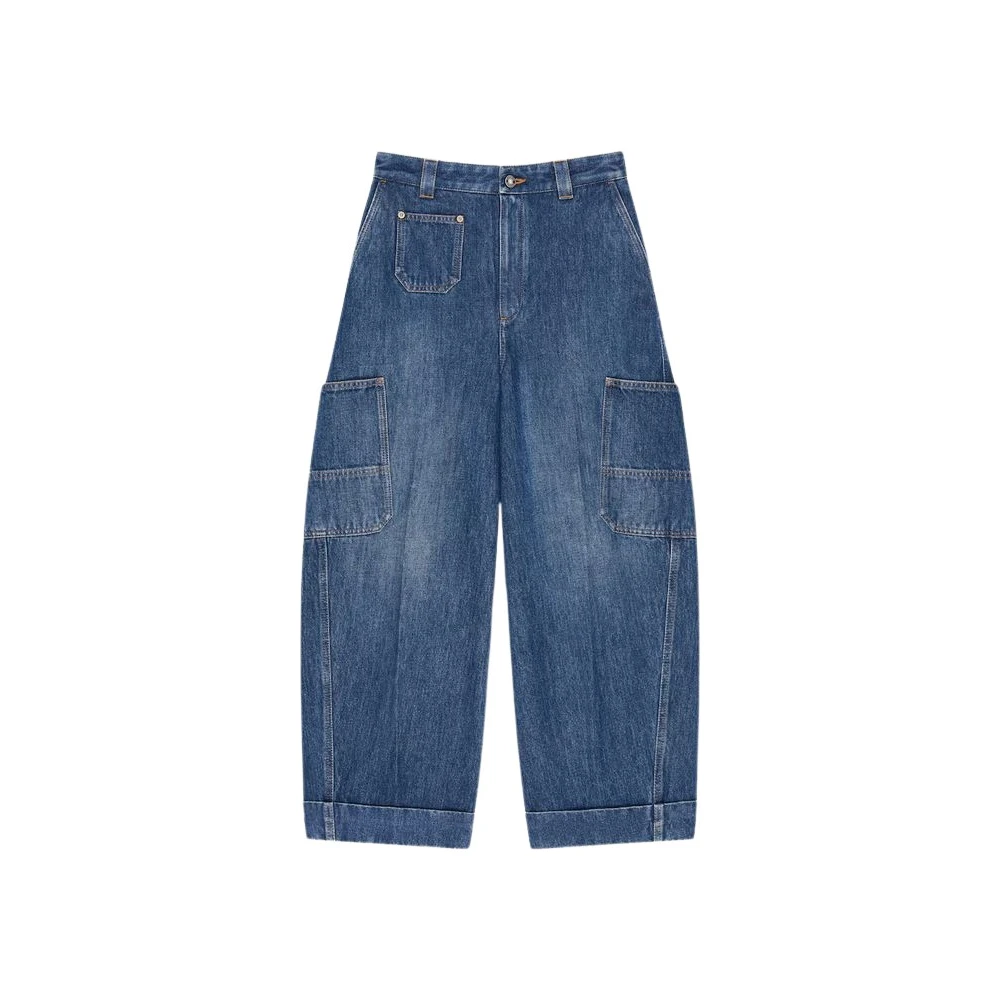 Givenchy Women's Blue Cropped Cocoon Cargo Jeans