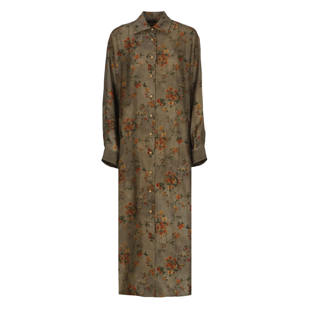 UMA Wang Groene Bloemen Chemisier Jurk Green Dames