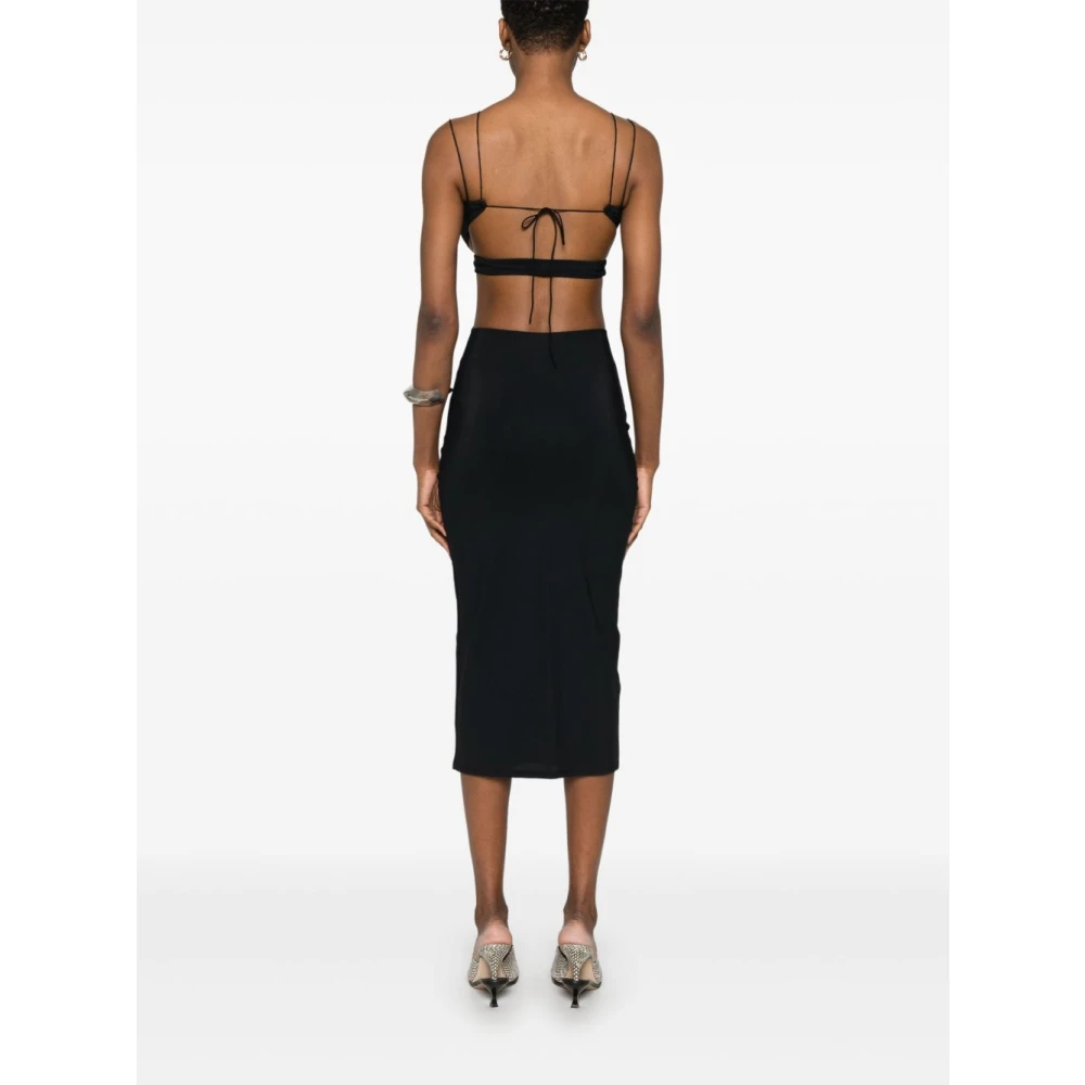 Amazuin Zwarte V-hals Cut-Out Jurk Black Dames