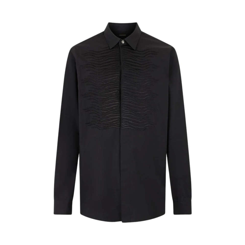 Roberto Cavalli Black Cotton Shirt With Embroidered Zebra Motif - Male - Casual Shirts - 2XL - Shirts