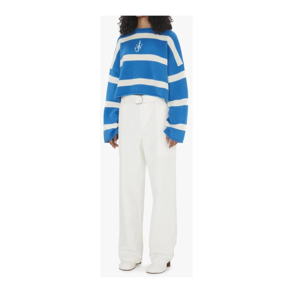 JW Anderson Blauw Gestreepte Anchor Gebreide trui Multicolor Dames