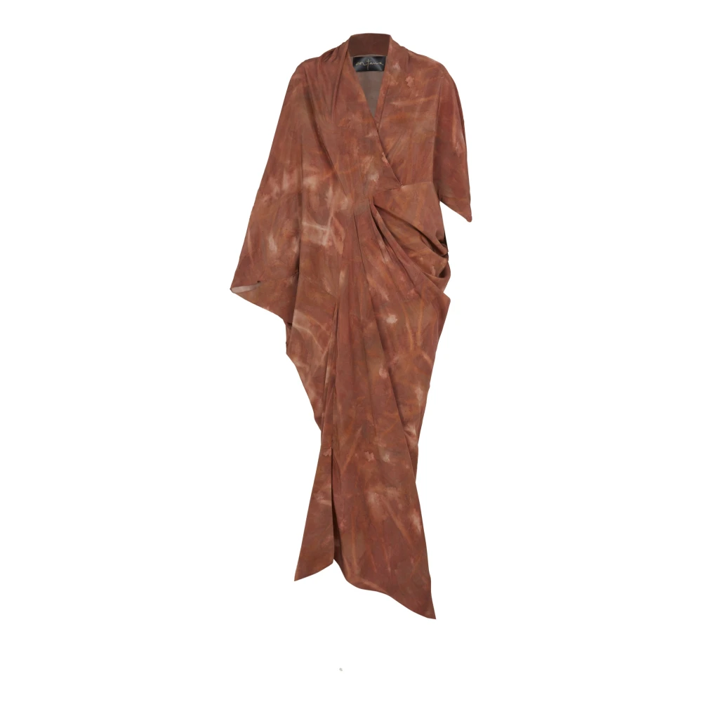 Cortana Zijden kimono-stijl midi-jurk Brown Dames