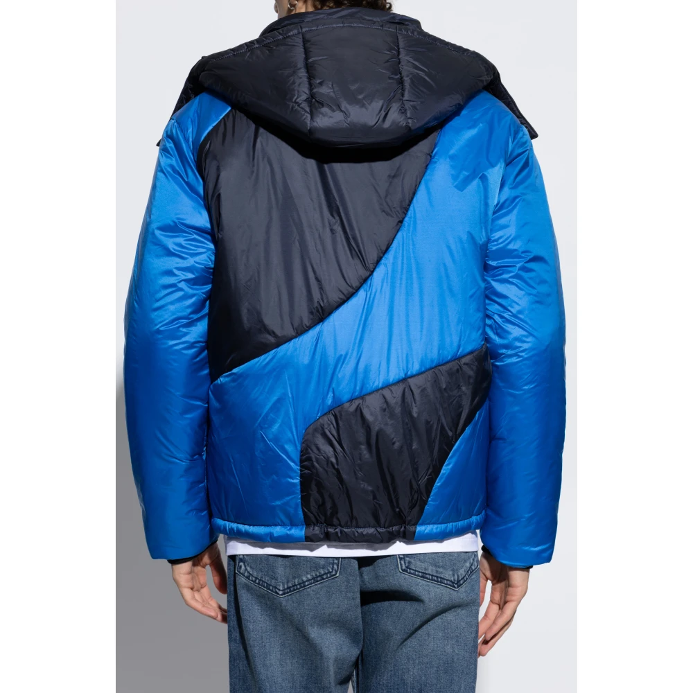 Emporio Armani EA7 Gewatteerde jas met afneembare capuchon Blue Heren