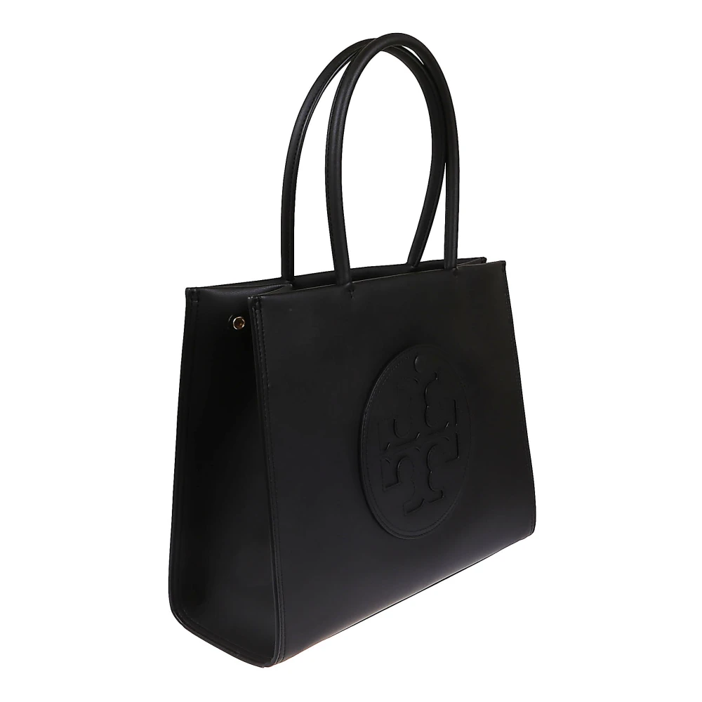 TORY BURCH Gevlochten leren winkeltas met T-logo Black Dames