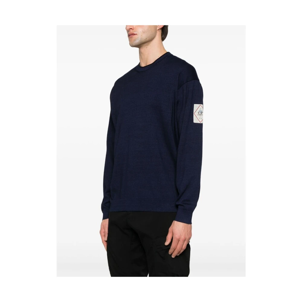 C.P. Company Navy Blue Crew Neck Sweater Blue Heren