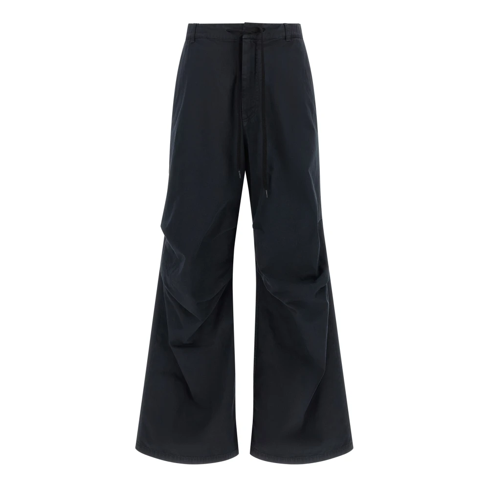 Mm6 Maison Margiela , Wide Trousers, Female, Blue, 2XS, Drawstring Trousers