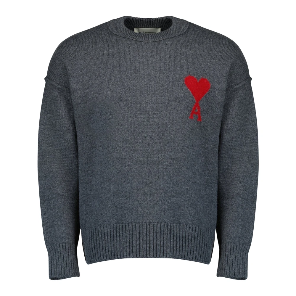 Ami Paris Gray De Coeur Jumper - Unisex - Sweatshirts - M - Sweatshirts & Hoodies