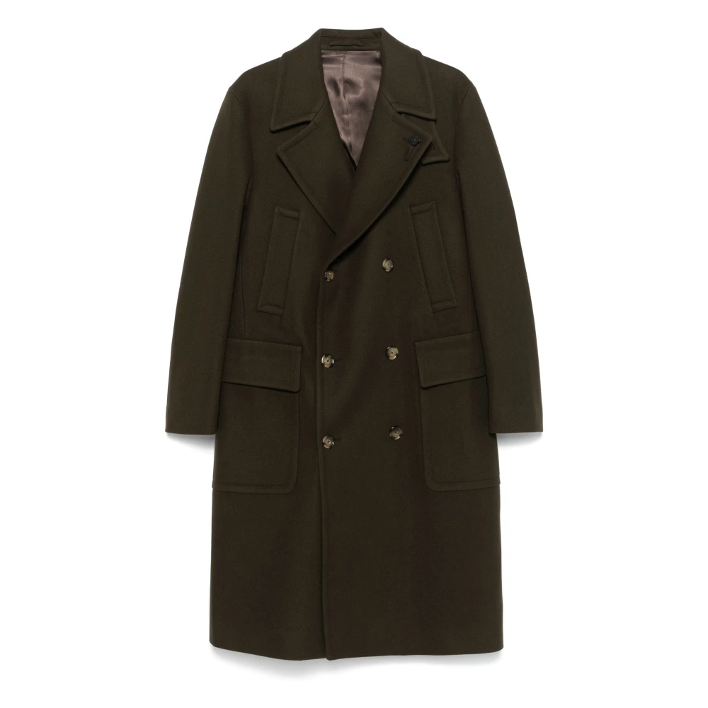 Lardini Groene Dubbelborst Jas Green Heren