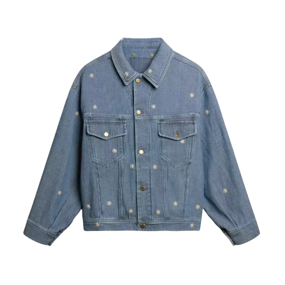 Golden Goose Blue Embroidered Floral Denim Jacket - Female - Denim Jackets - S - Jackets