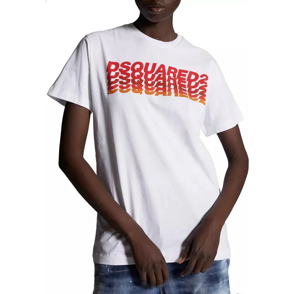 Dsquared2 Witte T-shirt met Stijl Model Naam White Heren