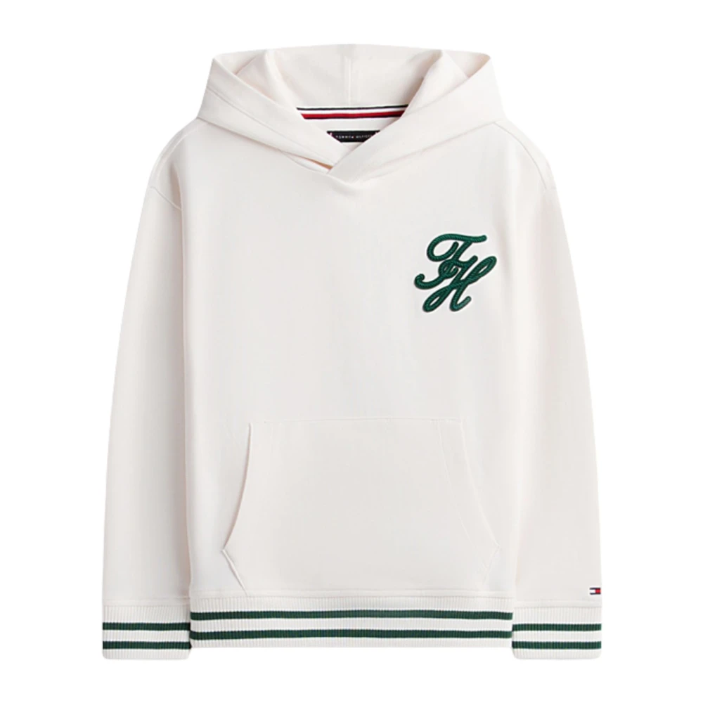 Tommy Hilfiger Unisex Kids White Script Graphic Hoodie - Kids Sweatshirts - 6 Y - Kids