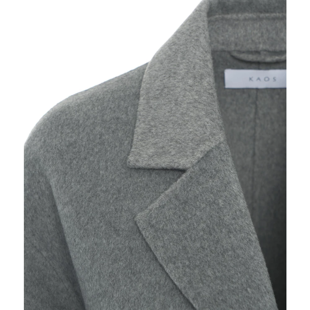 Kaos Elegante Grijze Wollen Jas Gray Dames