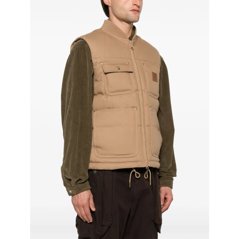 Carhartt WIP Gewatteerde Duifgrijze Jassen met Geribbelde Kraag Beige Heren