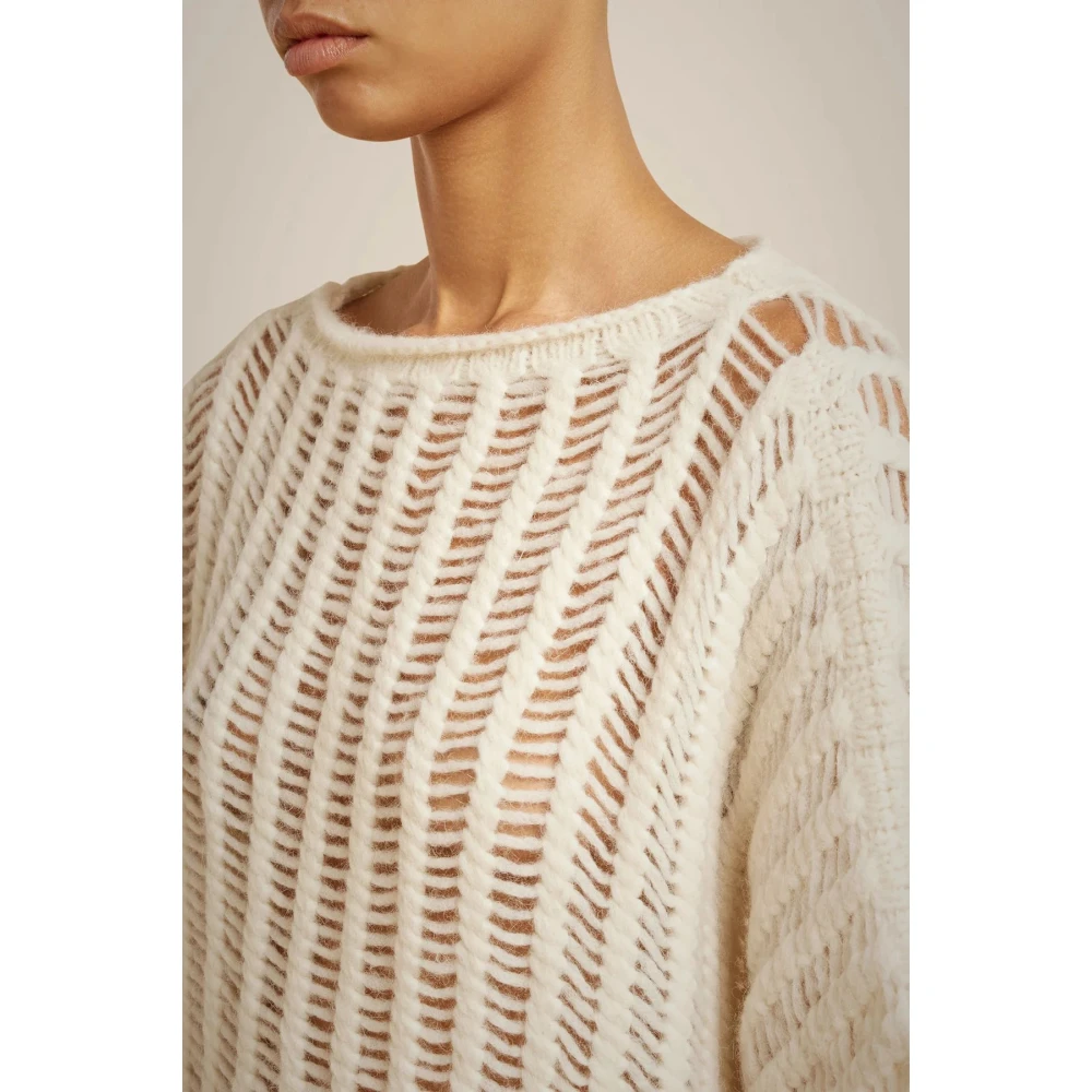 Liviana Conti Alpaca en wollen trui astrakan steek Beige Dames
