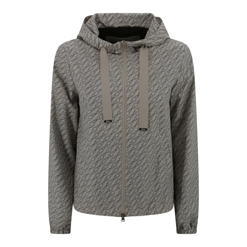 Herno Hooded Zip-Up Jacket Brown Dames
