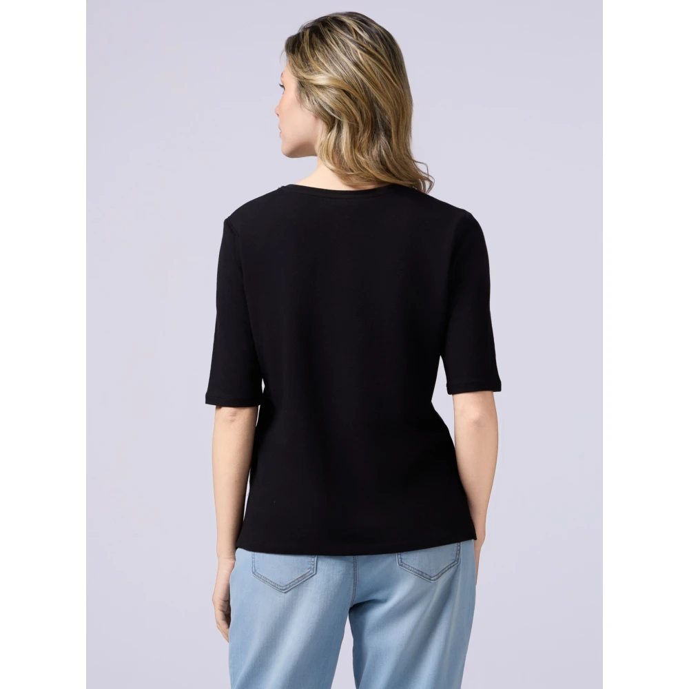 Oltre T-shirt met juweelborduurwerk Black Dames