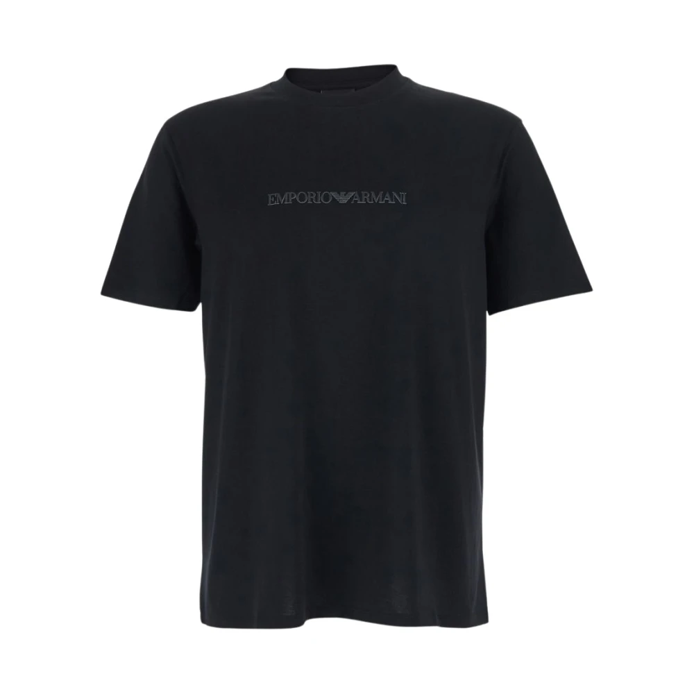 Emporio Armani Mannelijk Zwart Tops Heren, L, Katoen, T-Shirts En Polo's