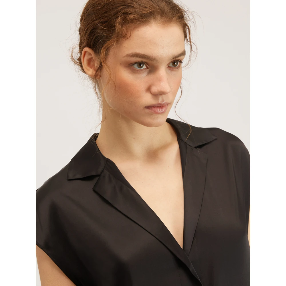 Motivi Satin Kimono Blouse met Vleermuismouwen Black Dames