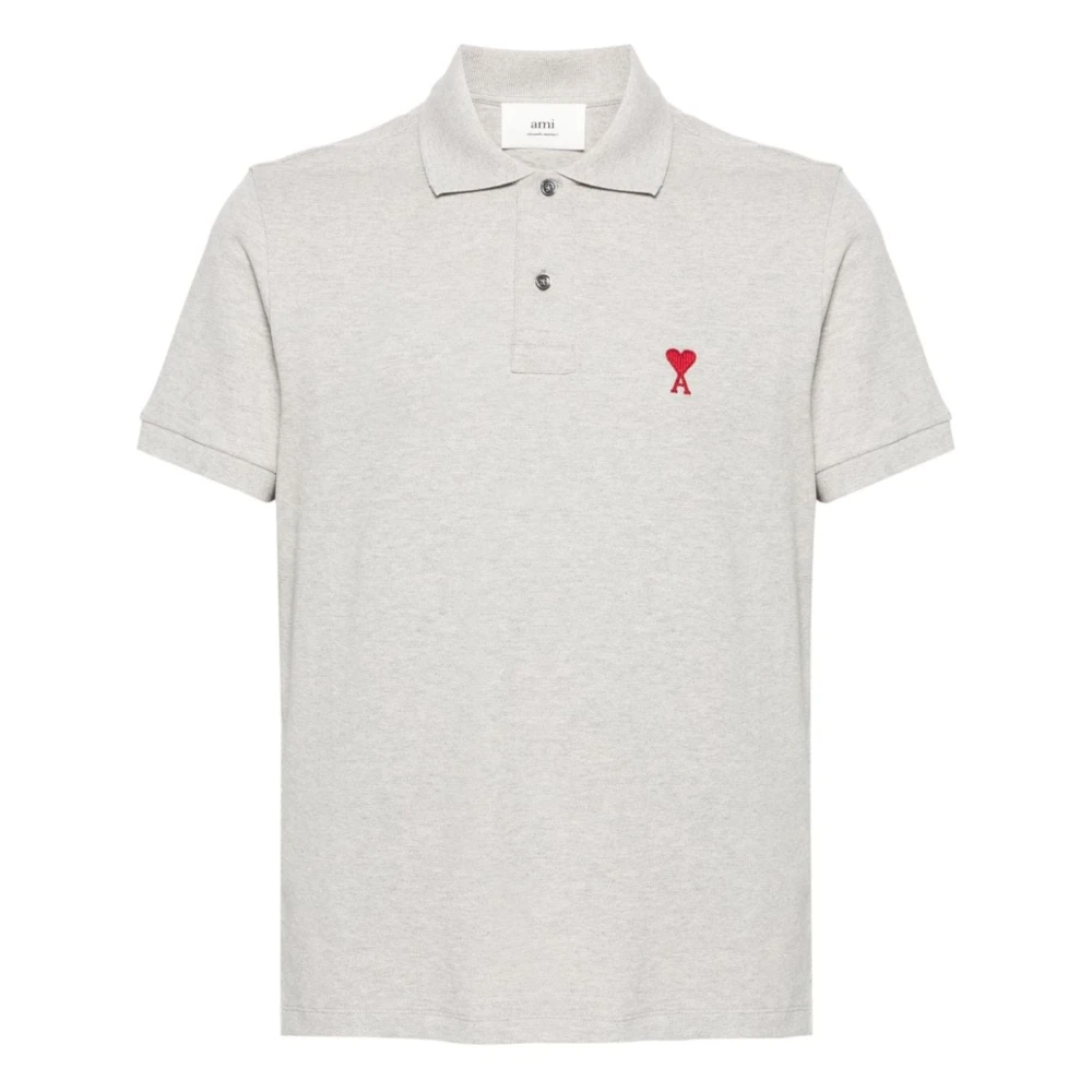 Ami Paris Grijze Polo Shirt met korte mouwen Gray