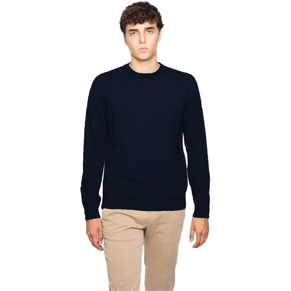 Alpha Studio Blauw Crewneck Sweatshirt van Maagdelijke Wol Blue Heren