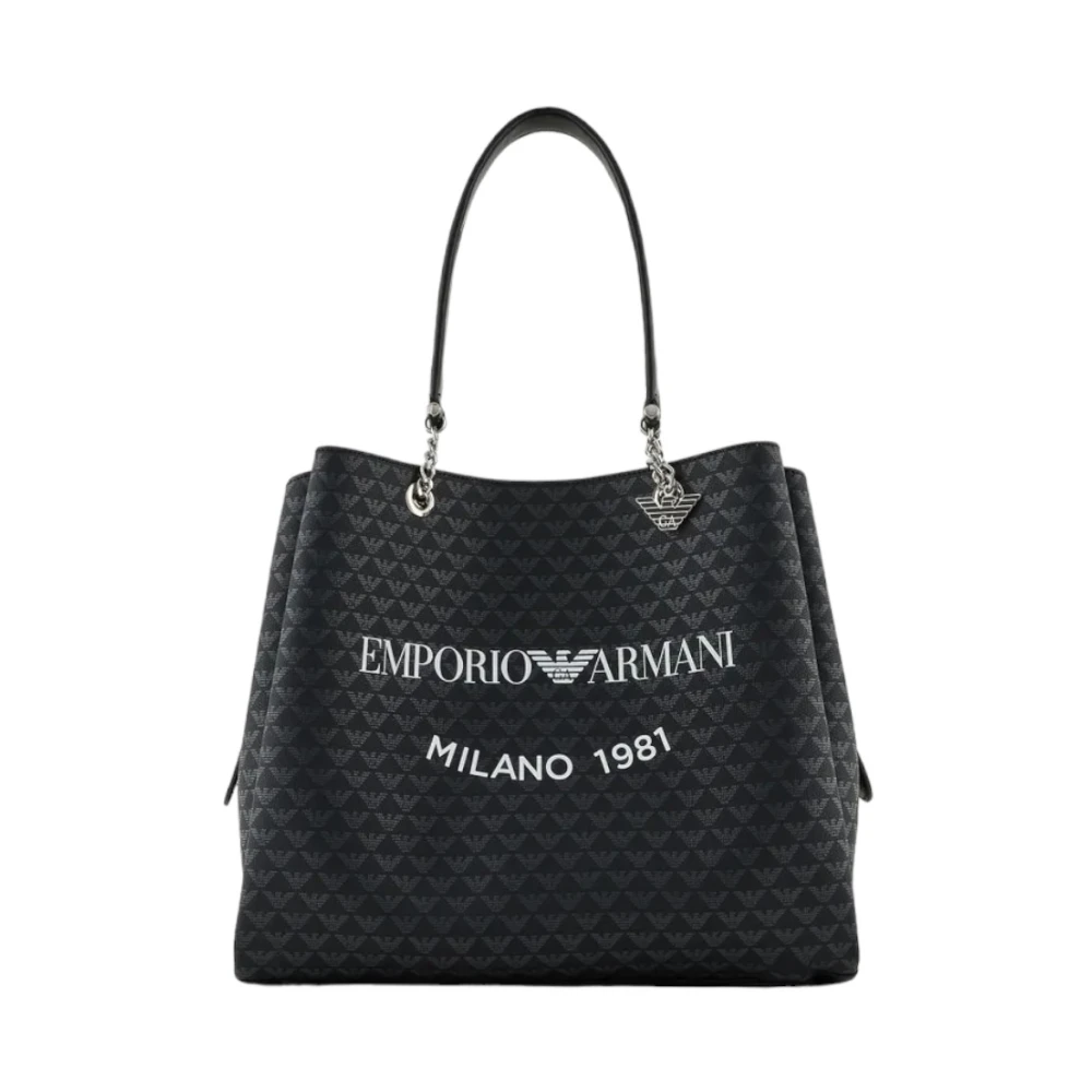 Emporio Armani Stijlvolle Leren Tas Black Dames