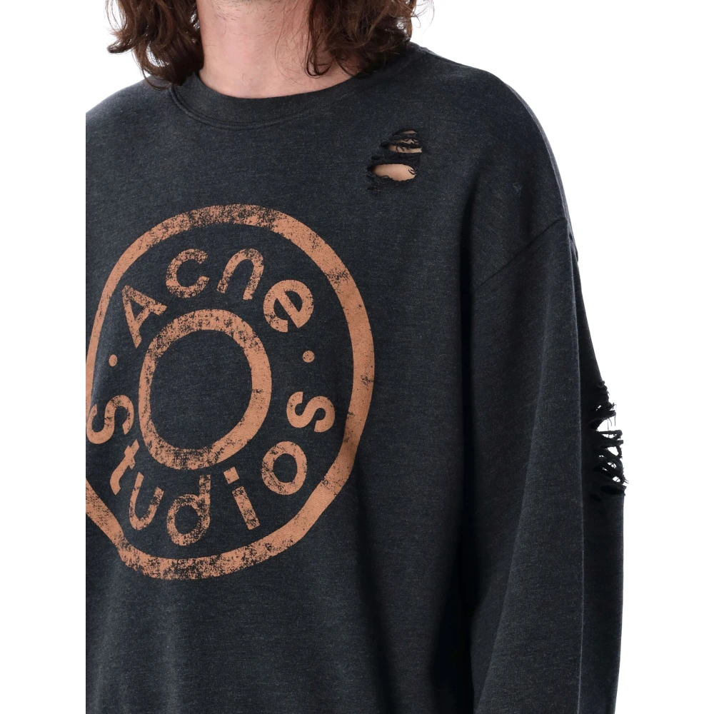 Acne Studios Zwart Gebreide Kleding Bedrukt Logo Sweatshirt Black Heren