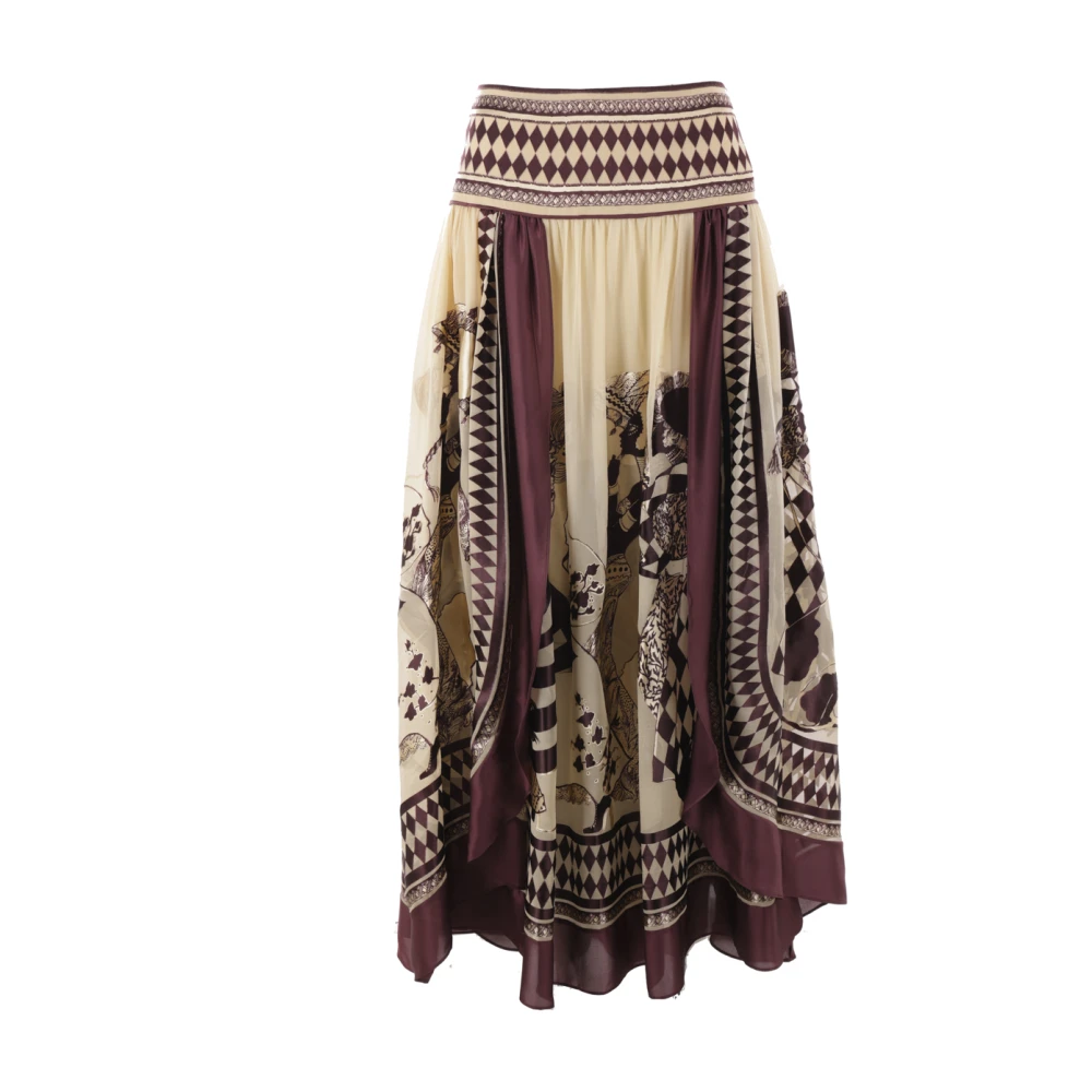 Zimmermann Lange Beige Chiffon Rok met Illustratie Multicolor Dames