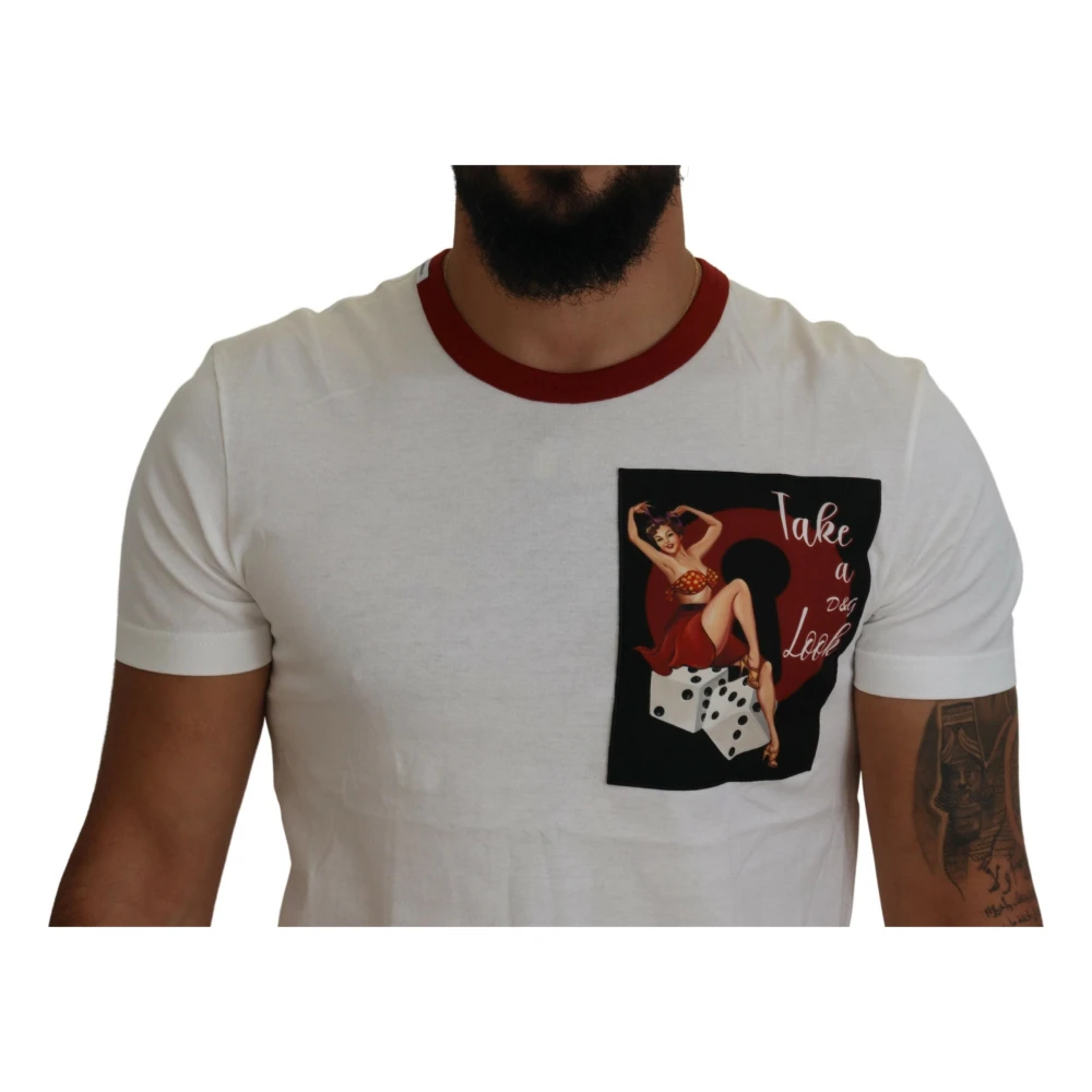 Dolce & Gabbana Wit Logo Print Crewneck T-shirt White Heren