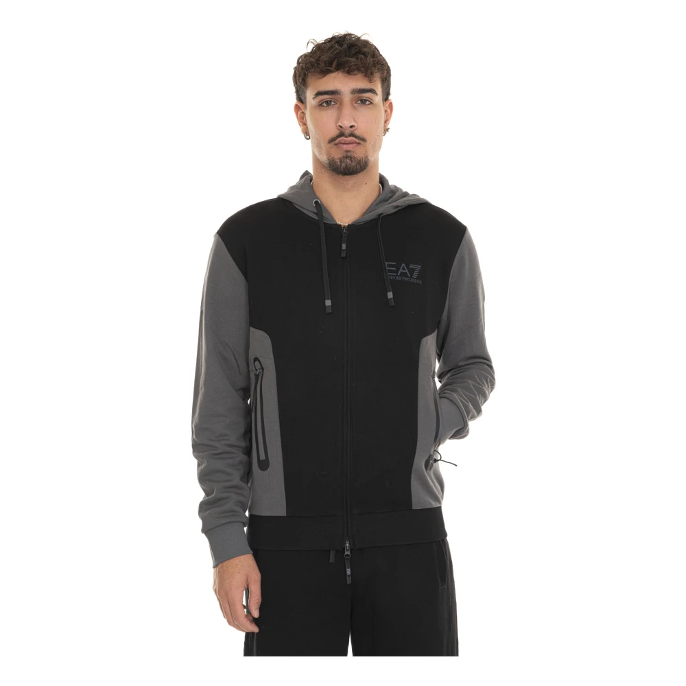 Emporio Armani EA7 Hoodie met rits en zakken Multicolor Heren