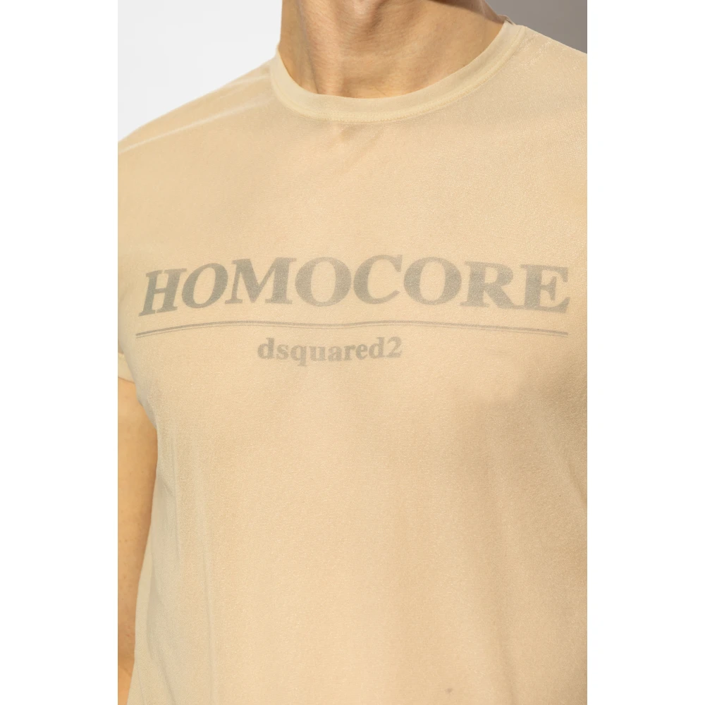 Dsquared2 T-shirt met logo Beige Heren