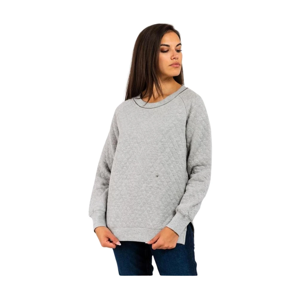 Gas Women's Gray Sweatshirts, 2XS, Classic Cotton Sweatshirt With Ribbed Cuffs And Hem