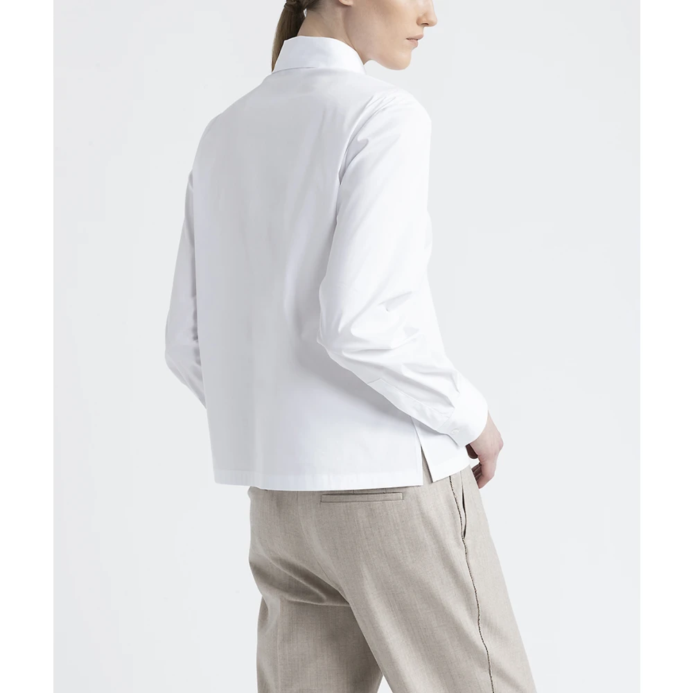 PESERICO Katoenen shirt met Punto Luce afwerking White Dames