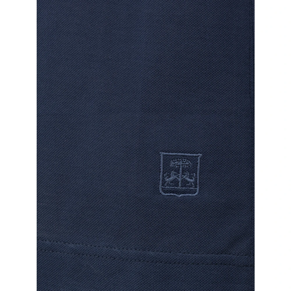 Corneliani Navy Blue Polo Shirt Classic Collar Blue Heren