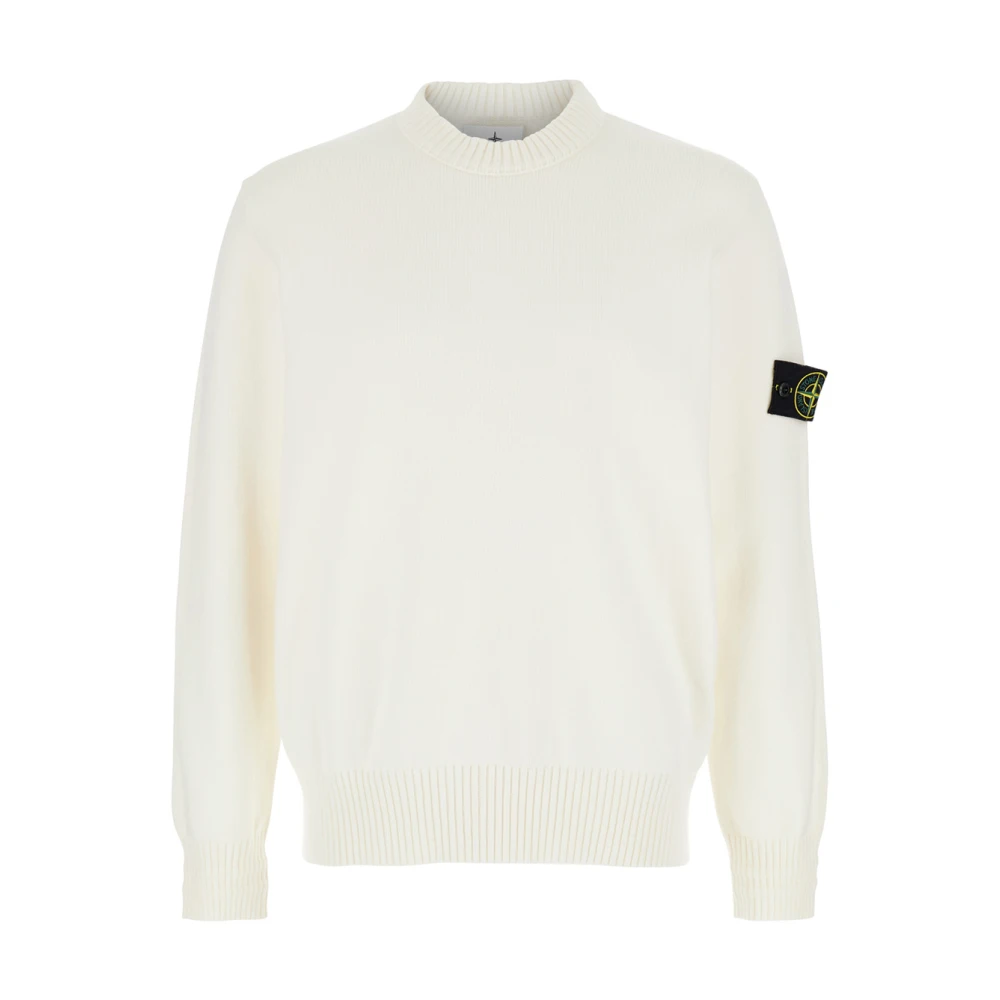 Stone Island Witte Ronde-Hals Gebreide Trui voor Mannen White Heren