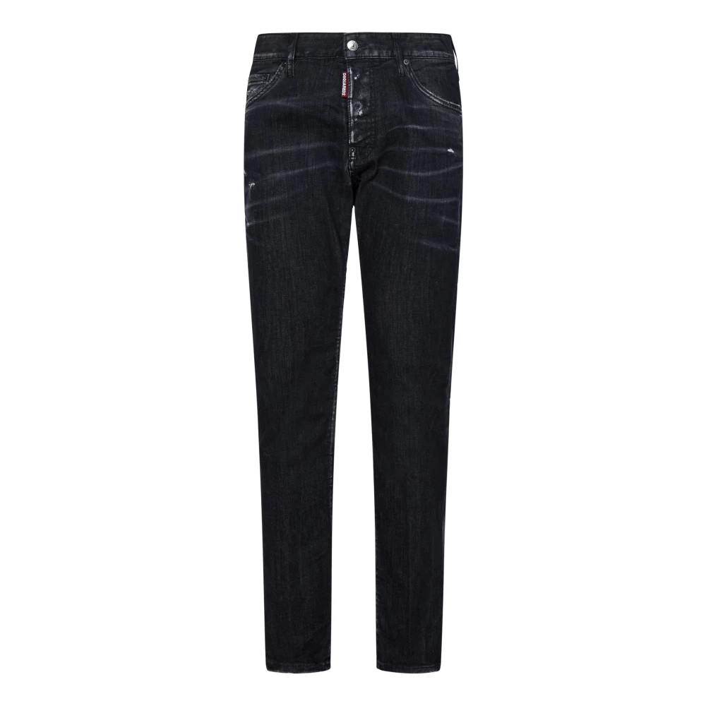 Dsquared2 Zwarte Slim-Fit Vernietigde Denim Jeans Black Heren