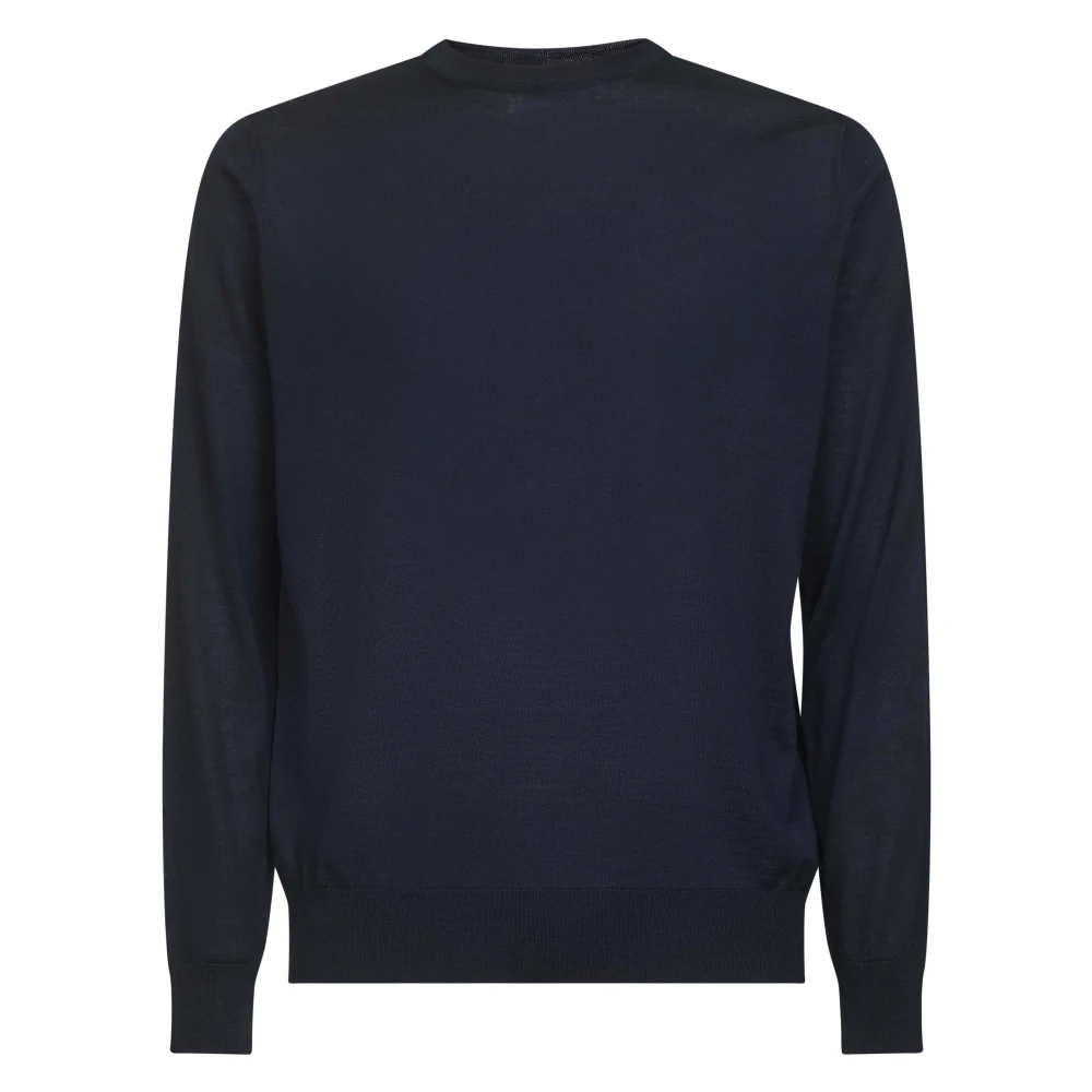 Giorgio Armani Men's Blue Round-Neck Knitwear, 3XL, Virgin Wool Crew-Neck Jumper