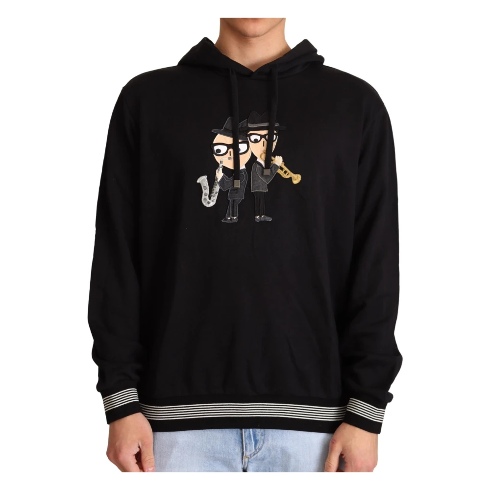 Dolce & Gabbana Uomo Nero - Felpa Con Cappuccio Pullover - Sweatshirts & Hoodies - S