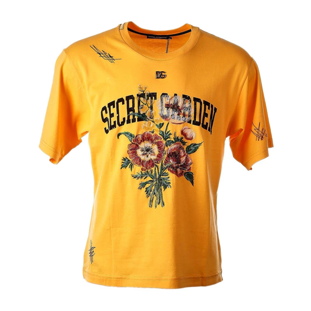 Dolce & Gabbana Mannen Secret Garden T-shirt Yellow Heren