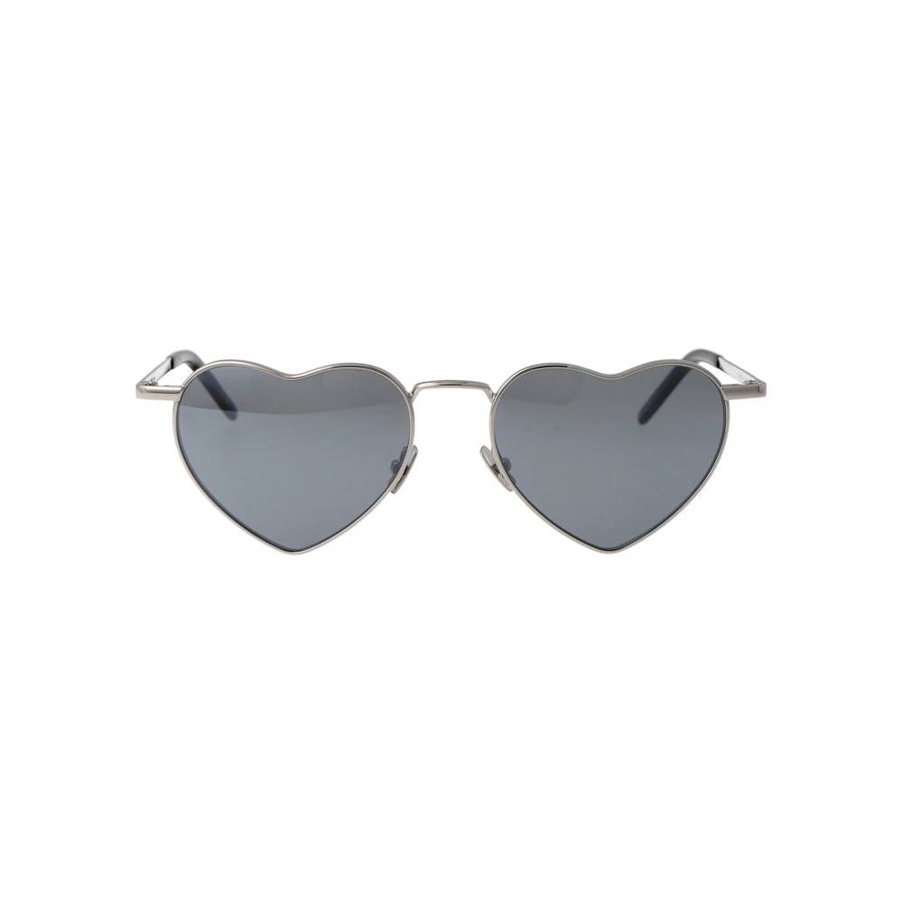 Saint Laurent Hartvormige zonnebril met spiegelende zilveren lenzen Gray Unisex