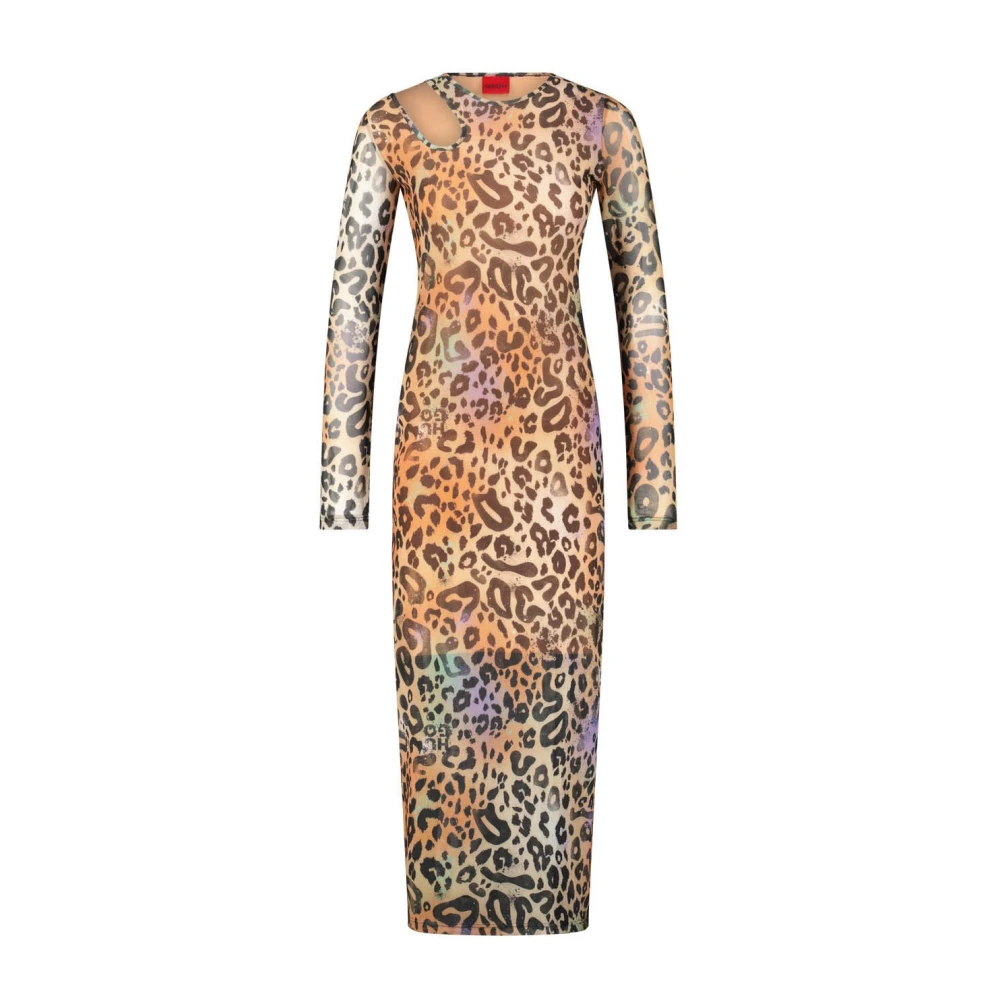 Hugo Boss Maxi Jurk Nalusia met Animalprint Multicolor Dames