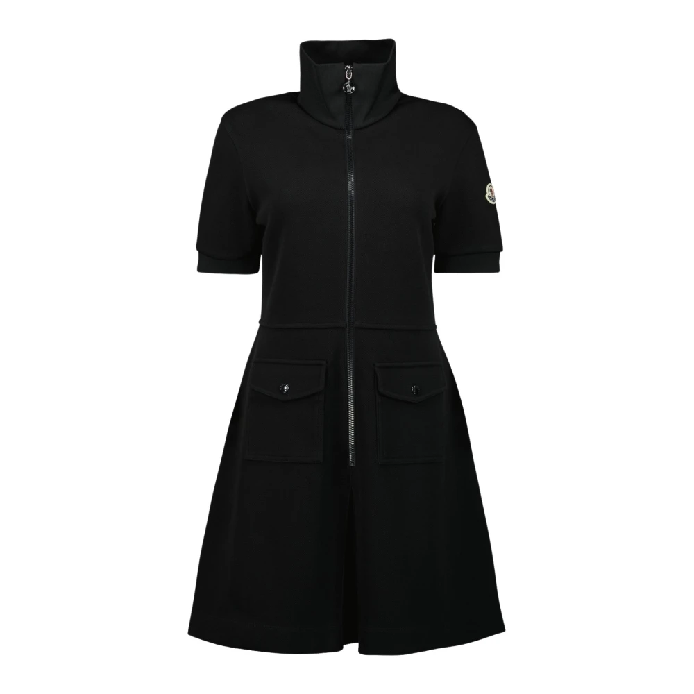 Moncler Vrouw Zwart Kleedjes Dames, S, E Jurk Met Rits Zomer-Lente 2025