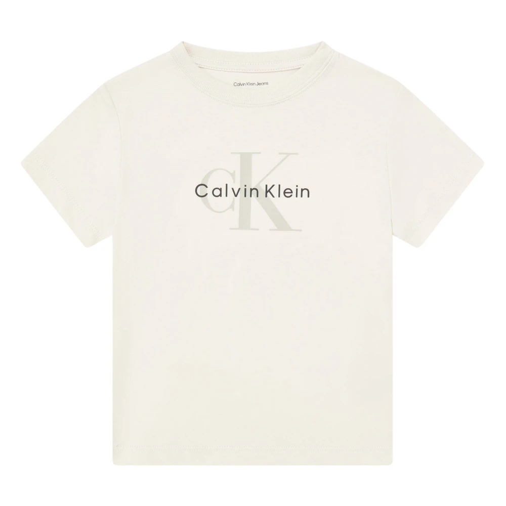 Calvin Klein Women's Beige Ck Monogram T-Shirt