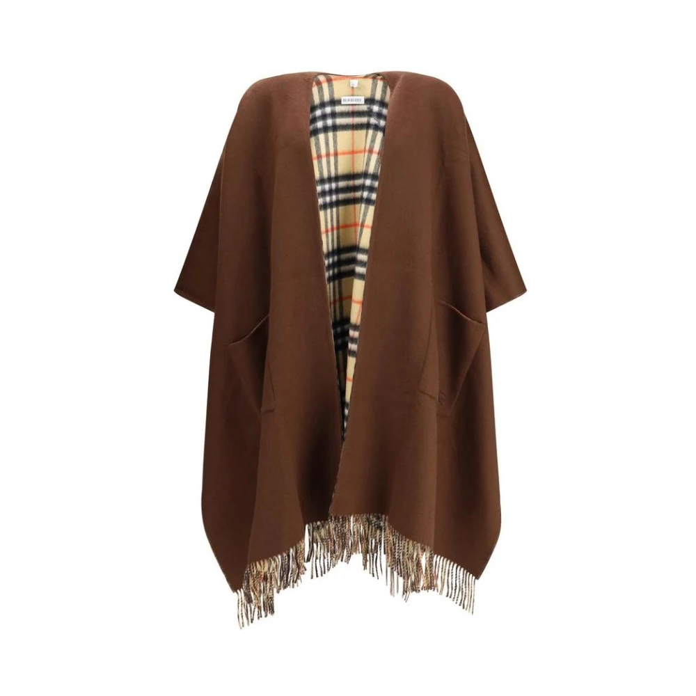 Check Wool Cashmere Reversible Cape - Burberry - Modalova