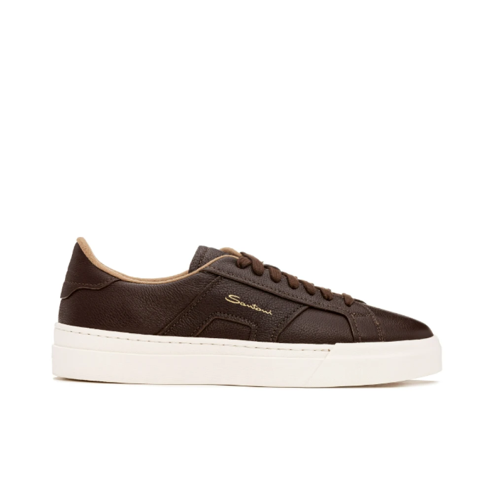 Santoni Men's Brown Sneakers, 7 1/2 Uk, Leather Trainers