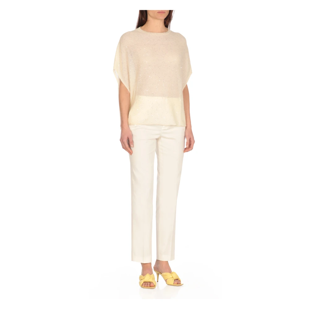 Fabiana Filippi Ivoor Paillet Mouwloze Trui Beige Dames