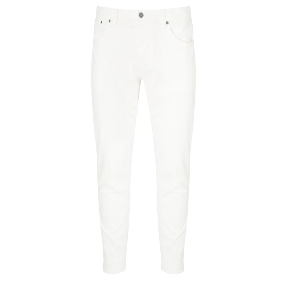 Dondup Witte Fluwelen Gestreepte Wortel Pasvorm Broek Beige Heren