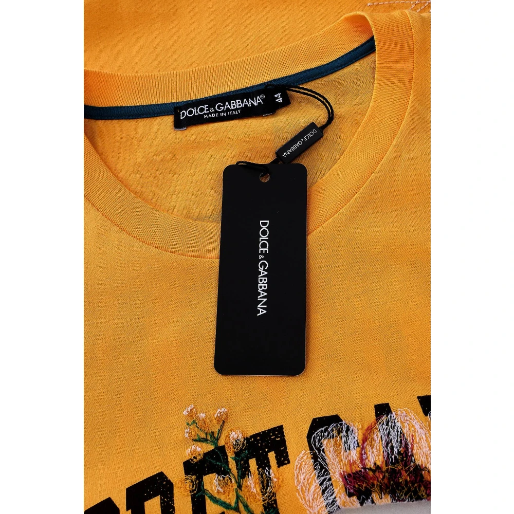 Dolce & Gabbana Mannen Secret Garden T-shirt Yellow Heren