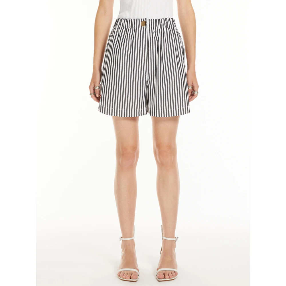 SPORTMAX Zwarte katoenen shorts met elastische taille Black Dames